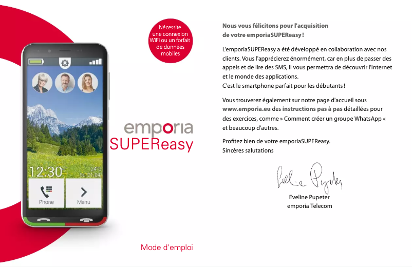 Page 1 de la notice Manuel utilisateur Emporia SUPEReasy