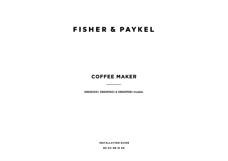 Page 1 de la notice Guide d'installation Fisher & Paykel EB60MSG1