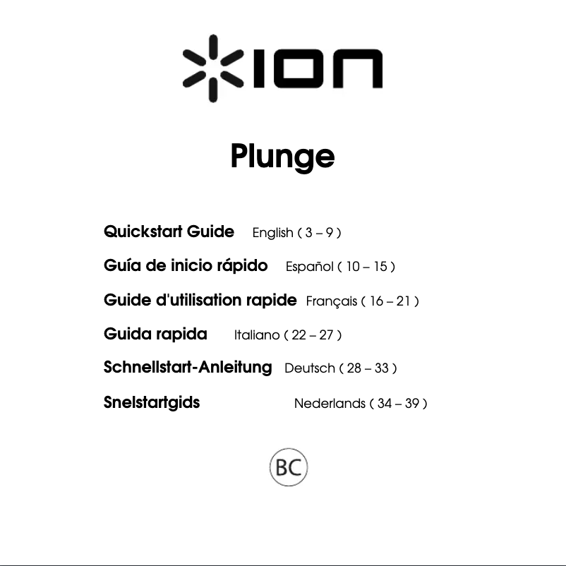 Page 1 de la notice Manuel utilisateur ION Plunge