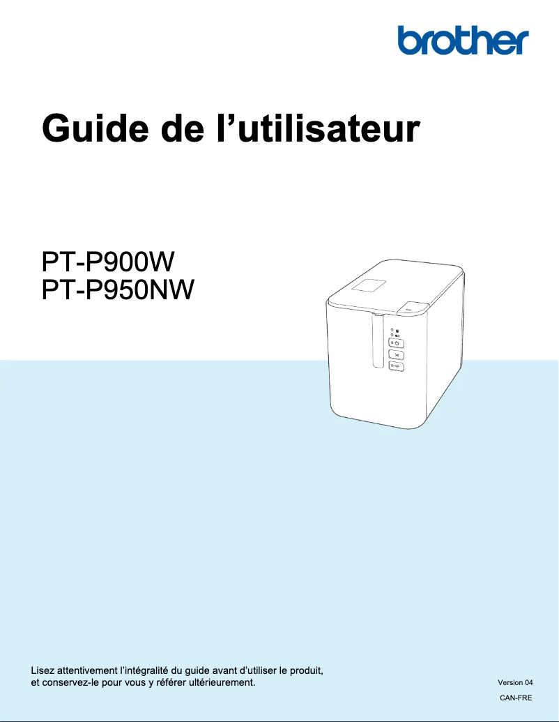 Page 1 de la notice Manuel utilisateur Brother P-Touch P950NW