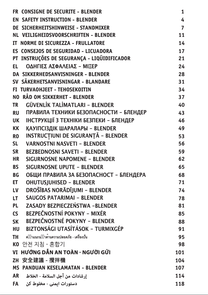 Image de la première page du manuel de l'appareil Blendforce LM436110