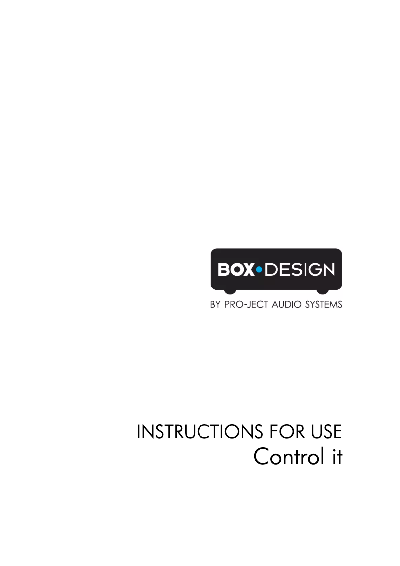 Page 1 de la notice Manuel utilisateur Pro-Ject Control-IT