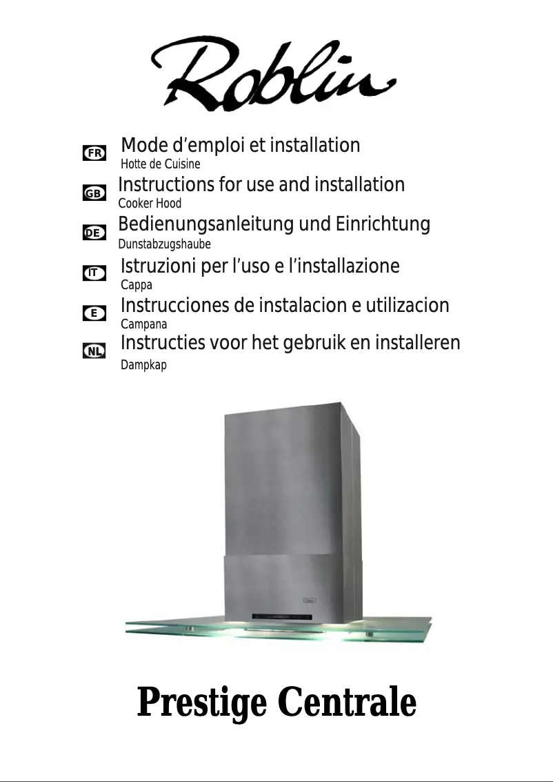 Page 1 de la notice Manuel utilisateur Roblin Prestige /2 1000 Centrale