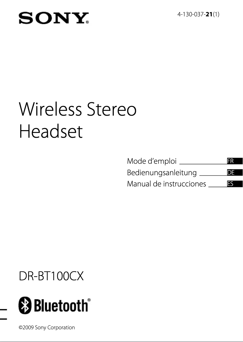 Page 1 de la notice Manuel utilisateur Sony DR-BT100CX