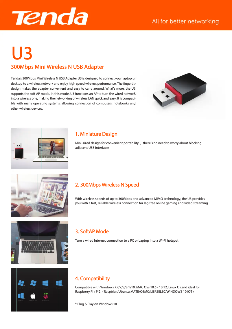 Página 1 del manual Ficha técnica Tenda U3