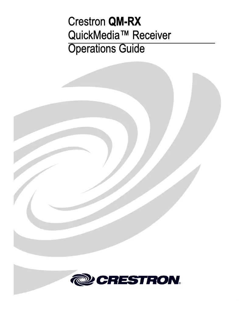 Page n°1 - Manuel utilisateur Crestron QM-RX