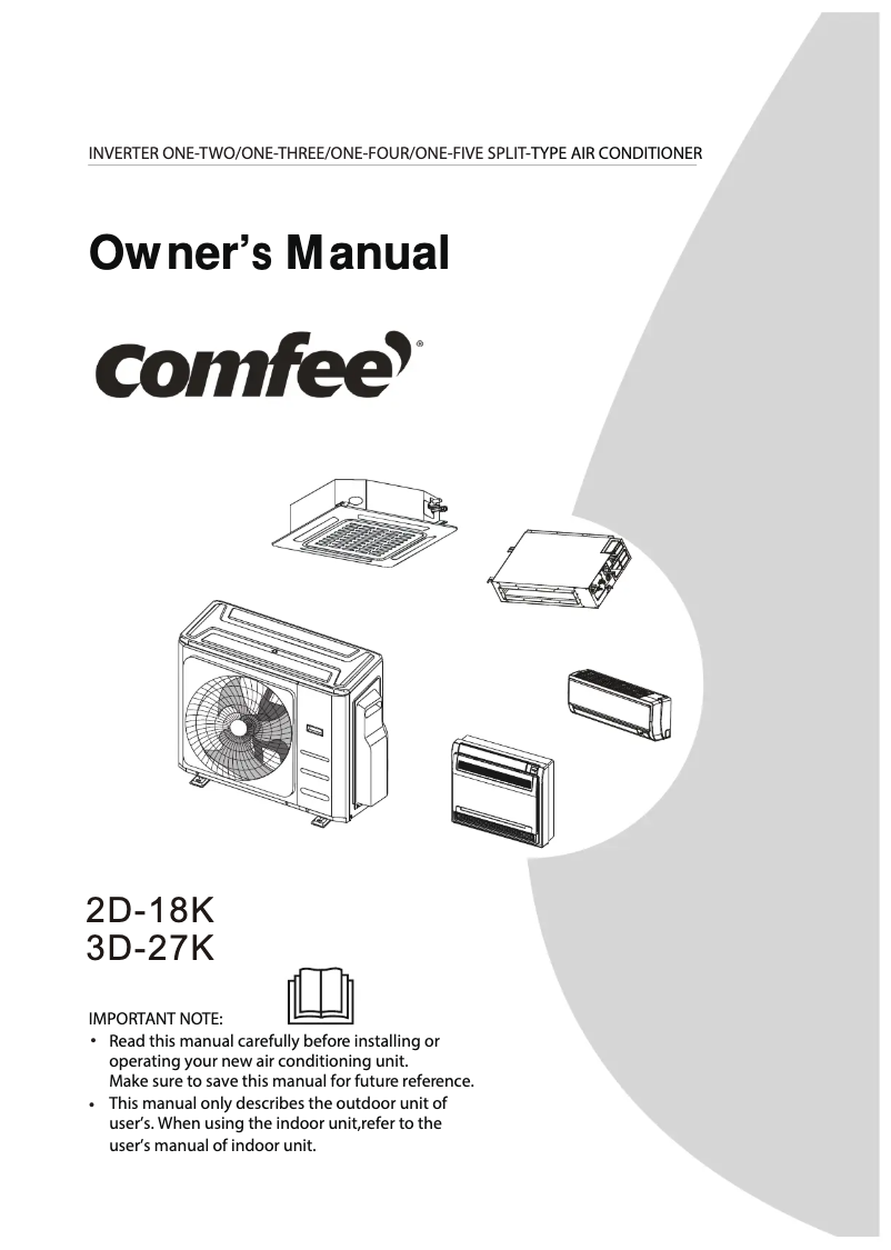 Page 1 de la notice Manuel utilisateur Comfee 3D-27K