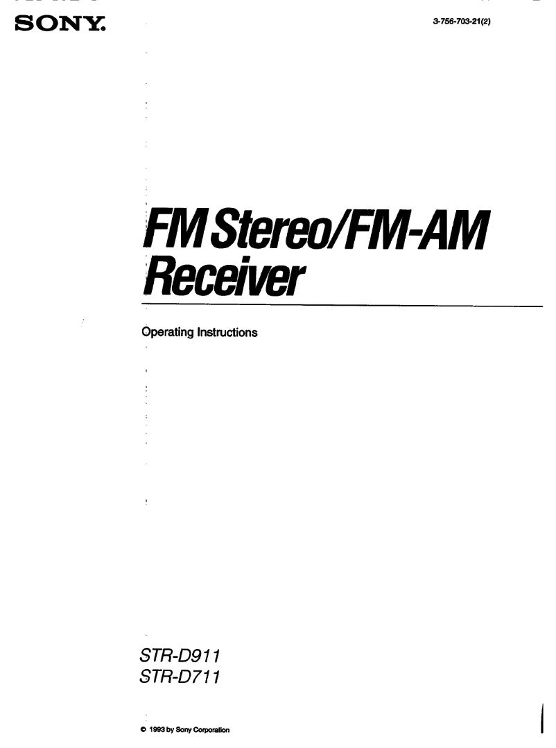 Page 1 de la notice Manuel utilisateur Sony STR-D911