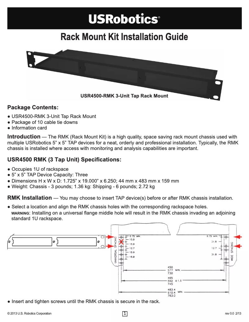 Image de la première page du manuel de l'appareil USR4500-RMK