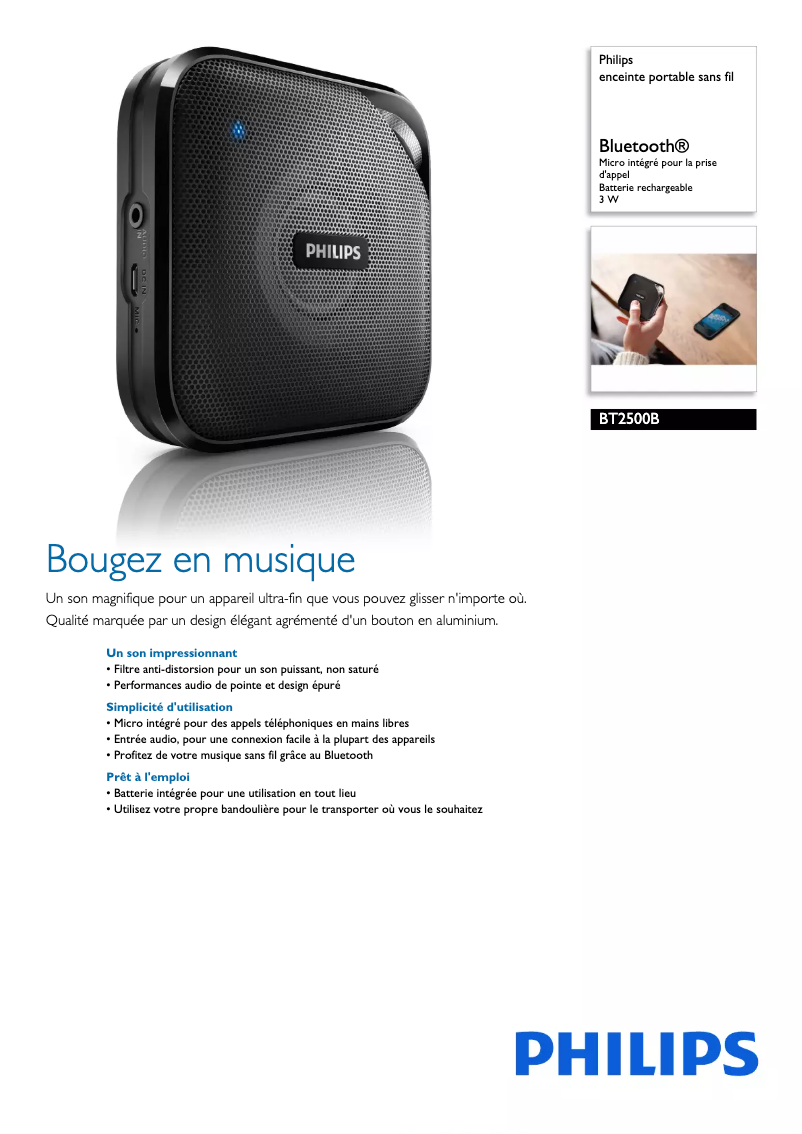 Image de la première page du manuel de l'appareil BT2500B