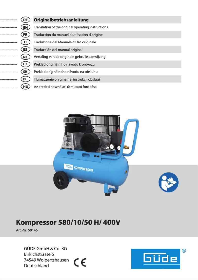 Image de la première page du manuel de l'appareil 580/10/50 H/ 400V