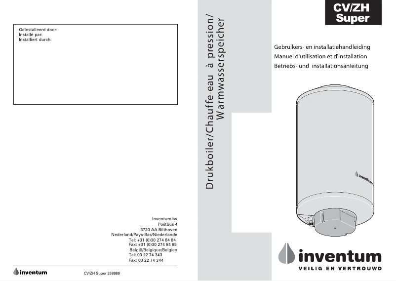 Page 1 de la notice Manuel utilisateur Inventum ZH