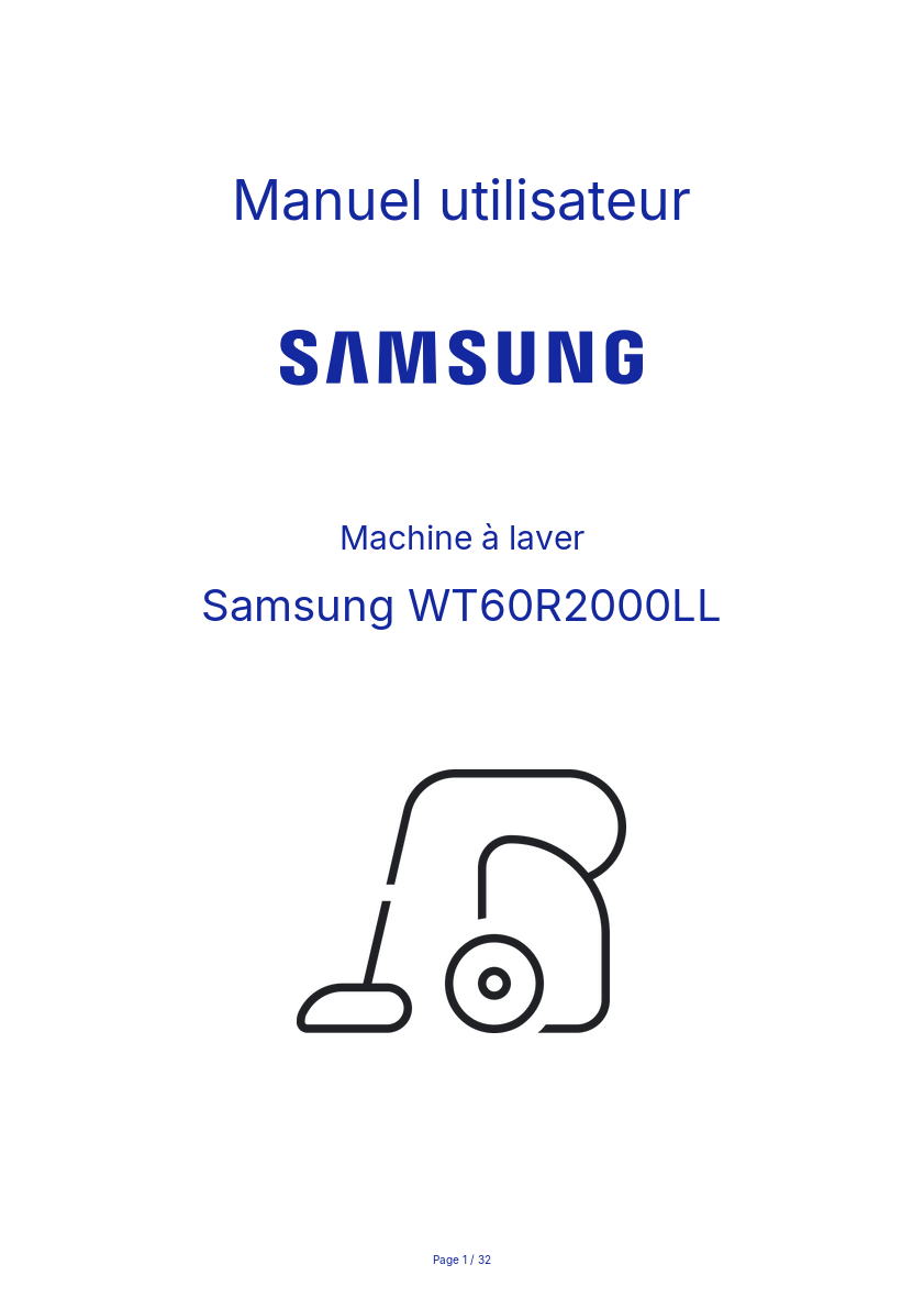Image de la première page du manuel de l'appareil WT60R2000LL