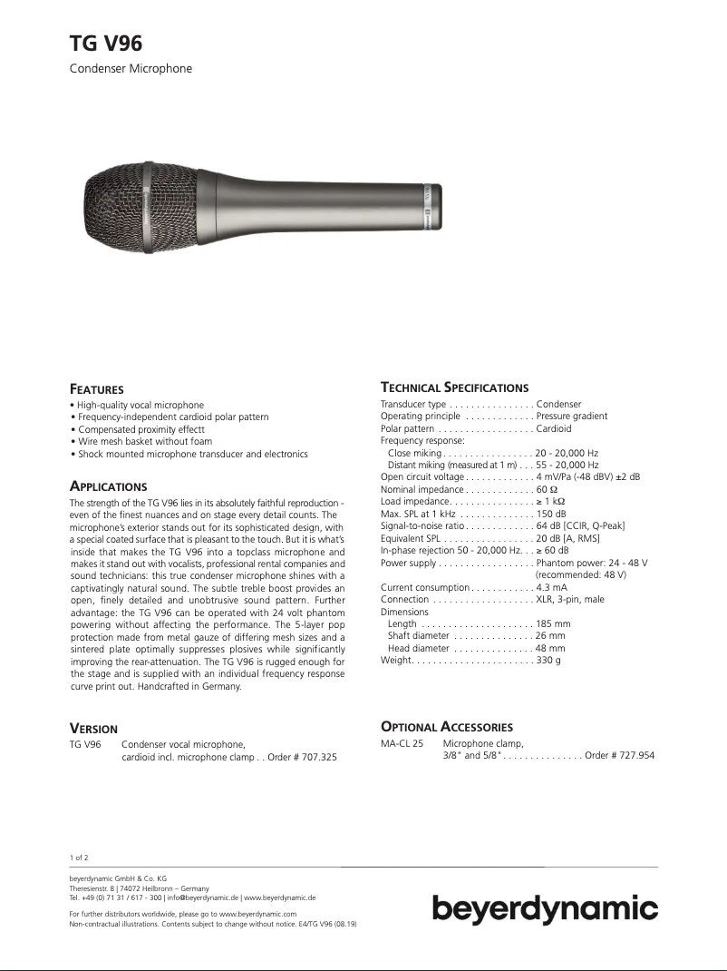 Image de la première page du manuel de l'appareil TG V96
