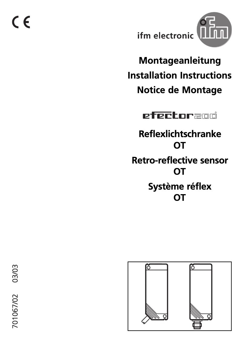 Page 1 de la notice Manuel utilisateur IFM OT5015
