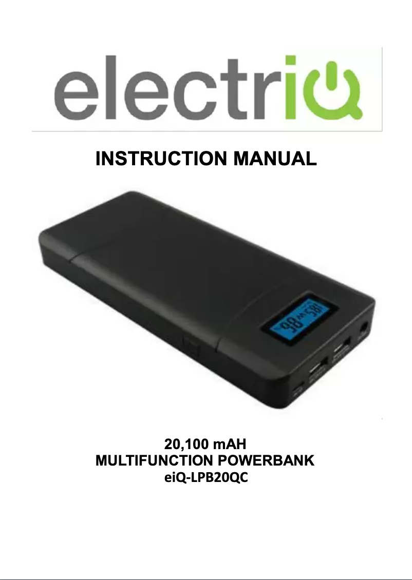 Page n°1 - Manuel utilisateur ElectriQ eiQ-LPB20QC