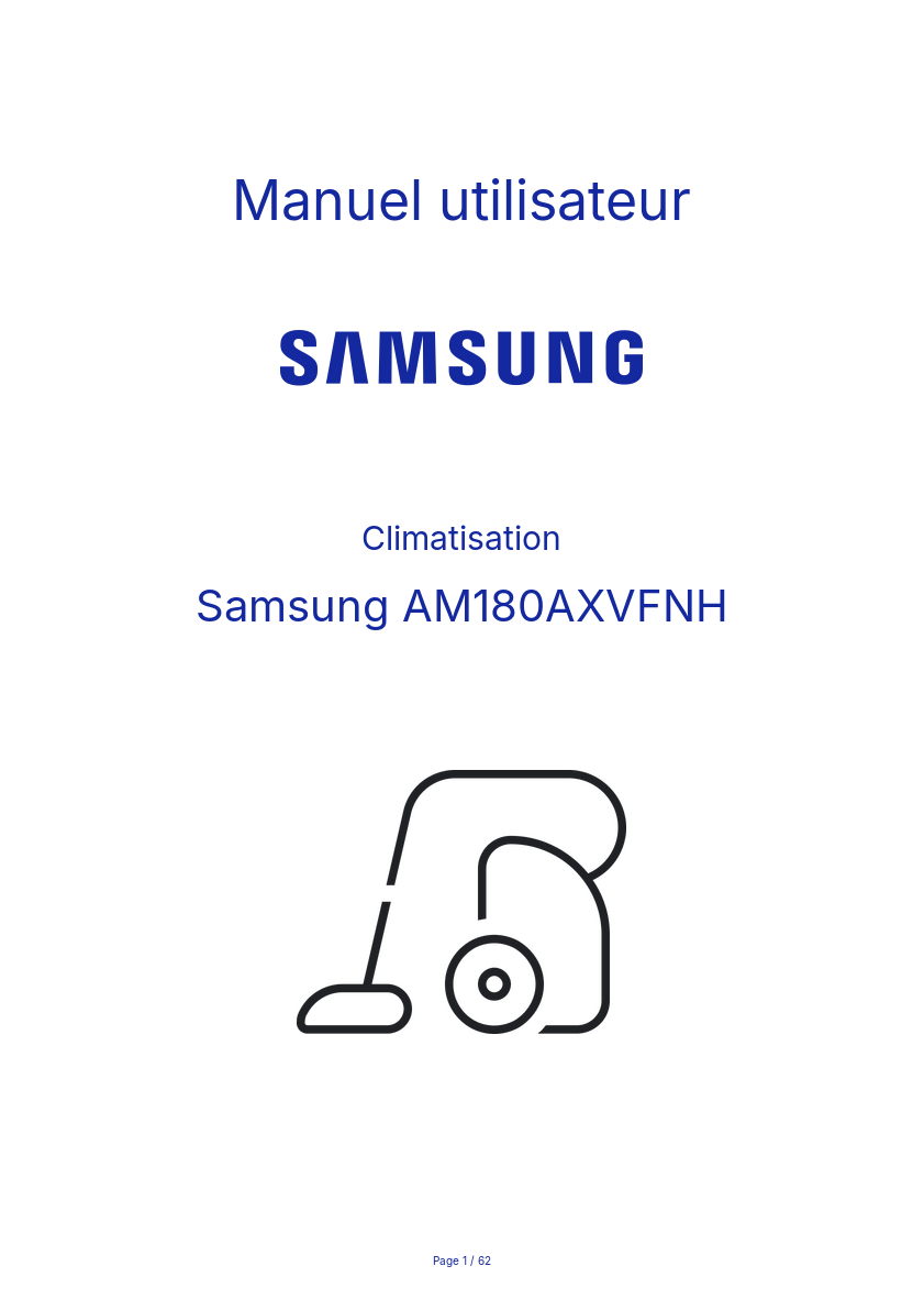Page n°1 - Manuel utilisateur Samsung AM180AXVFNH
