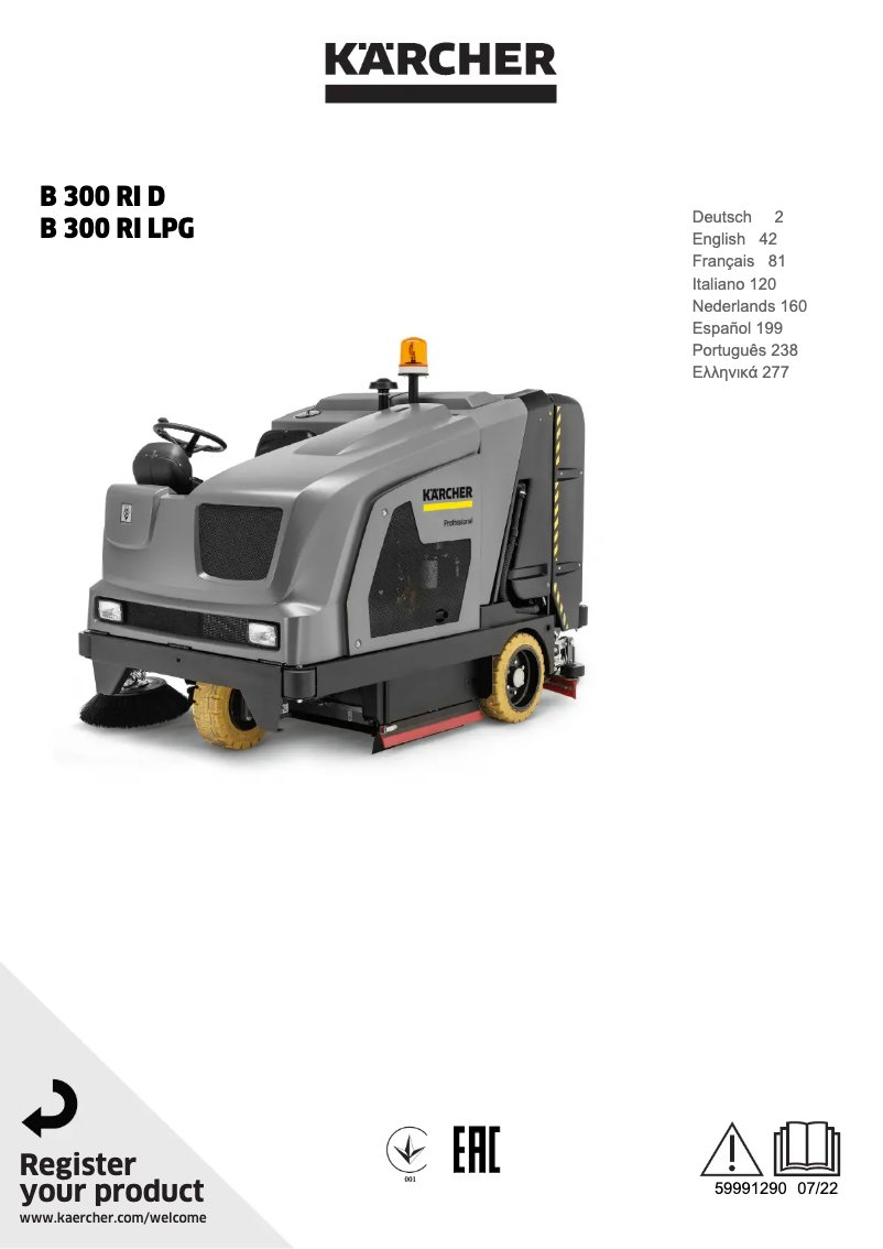 Page 1 de la notice Manuel utilisateur Kärcher B 300 R I D