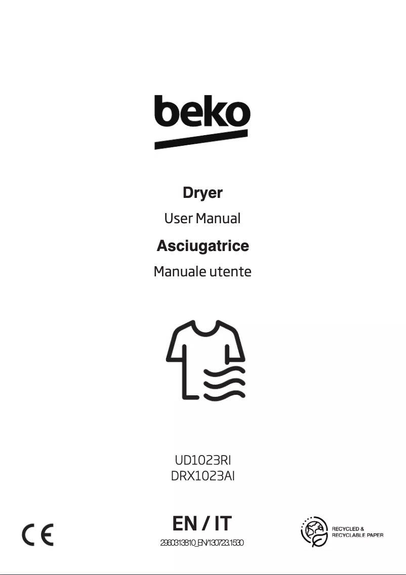 Page 1 de la notice Manuel utilisateur Beko DRX1023AI