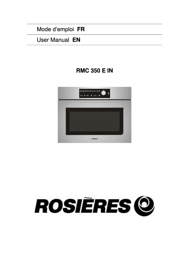 Page 1 de la notice Manuel utilisateur Rosieres RMC 350 EIN