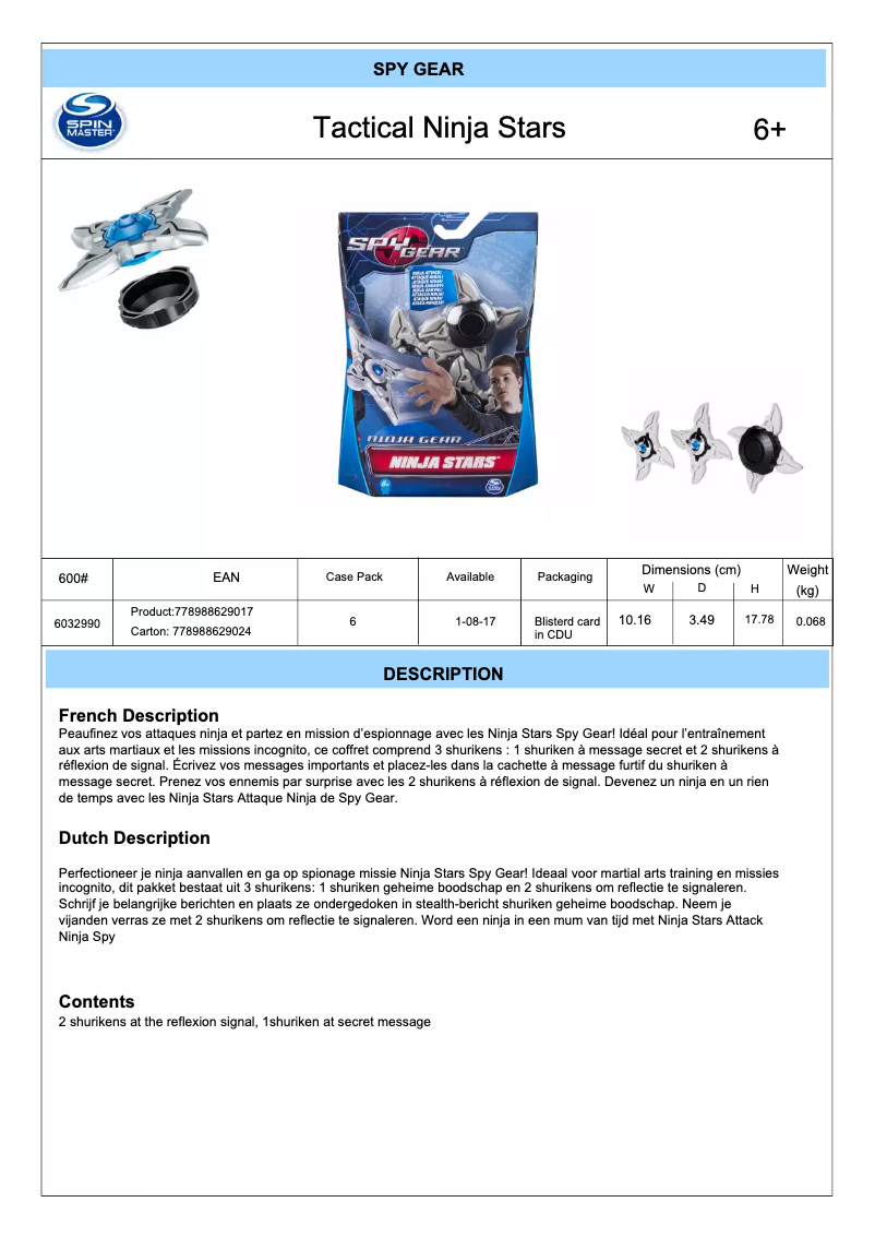 Page 1 de la notice Manuel utilisateur Spin Master Tactical Ninja Stars