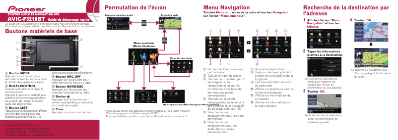 Image de la première page du manuel de l'appareil AVIC-F3210BT