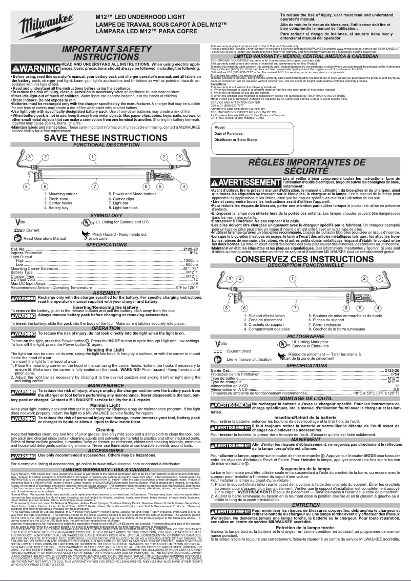 Image de la première page du manuel de l'appareil M12 2125-21XC