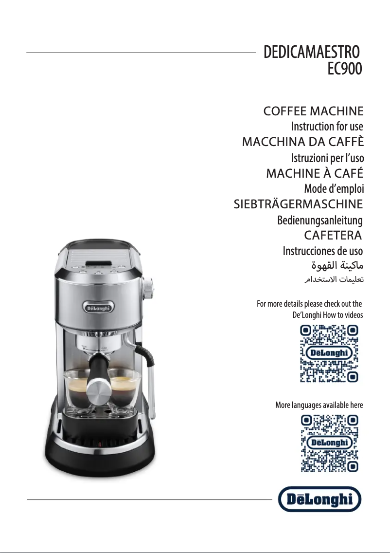 Page n°1 - Manuel utilisateur DeLonghi Dedica Maestro EC900