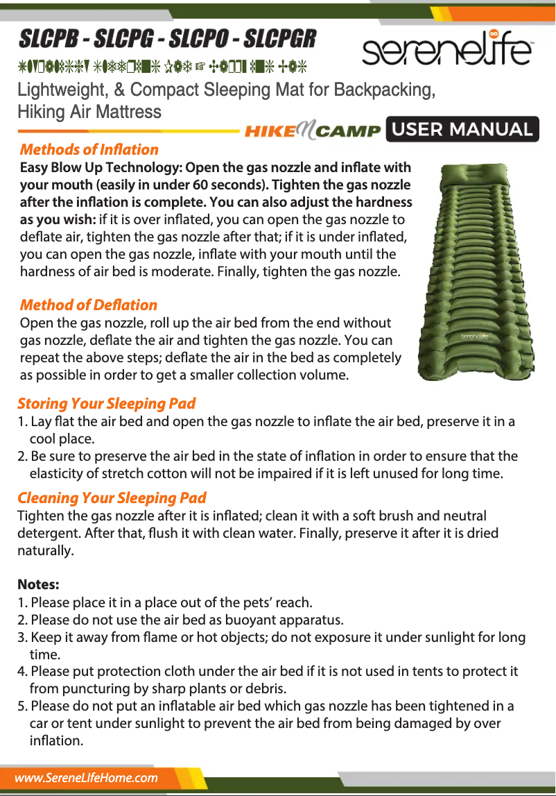 Image de la première page du manuel de l'appareil SLCPGR