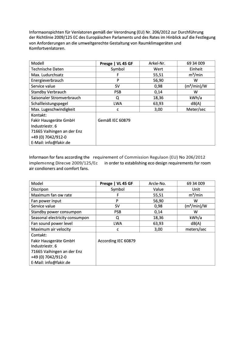 Image de la première page du manuel de l'appareil Prestige VL 45 GF