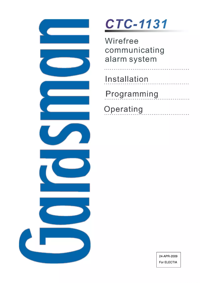 Image de la première page du manuel de l'appareil Gardsman CTC-1131