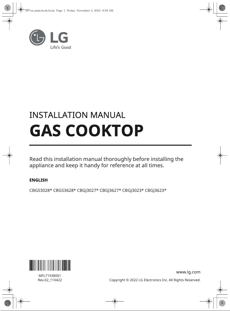 Page 1 de la notice Guide d'installation LG CBGJ3023S