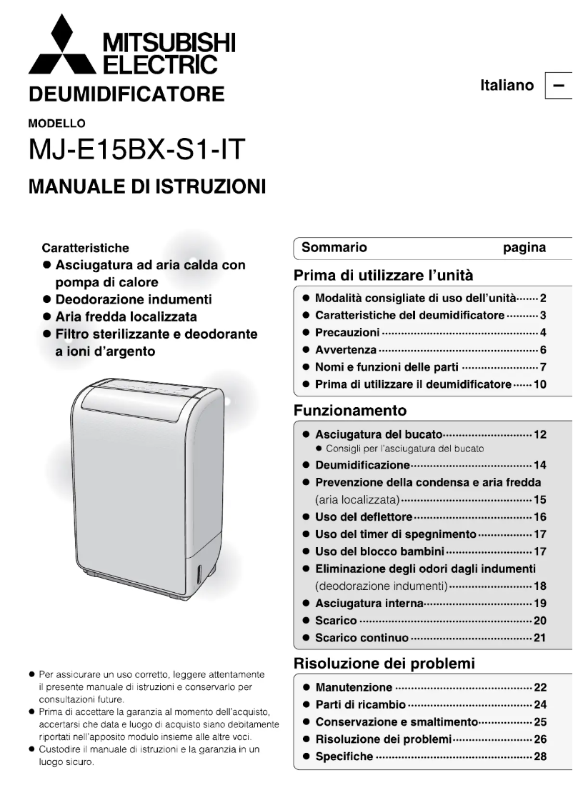 Page 1 de la notice Manuel utilisateur Mitsubishi MJ-E15BX