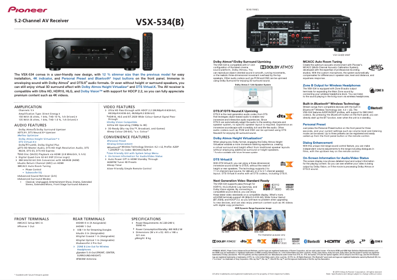 Image de la première page du manuel de l'appareil VSX-534