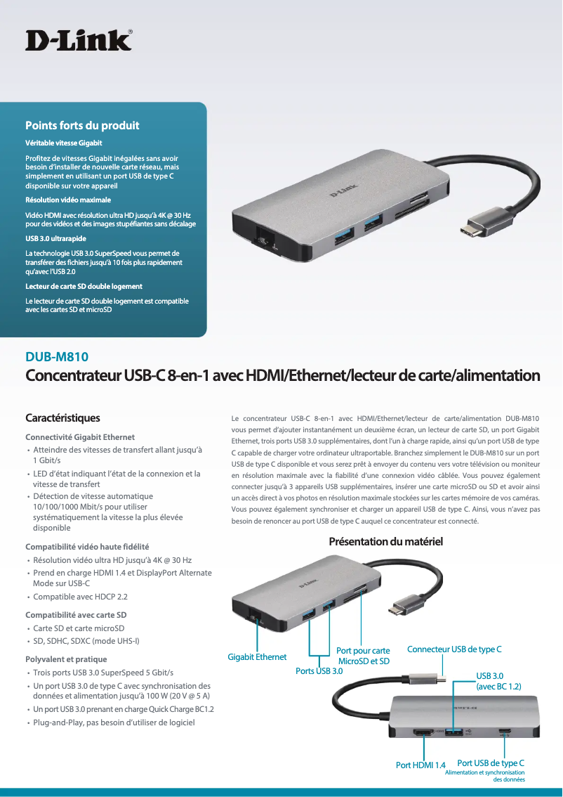 Image de la première page du manuel de l'appareil DUB-M810