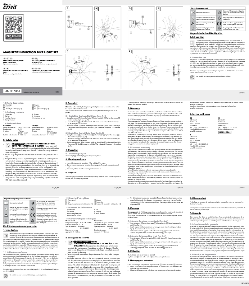 Page n°1 - Manuel utilisateur Crivit IAN 316861