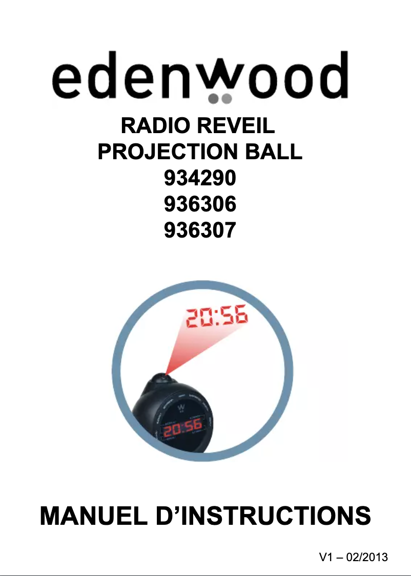 Page 1 de la notice Manuel utilisateur Edenwood Projection Ball 936307