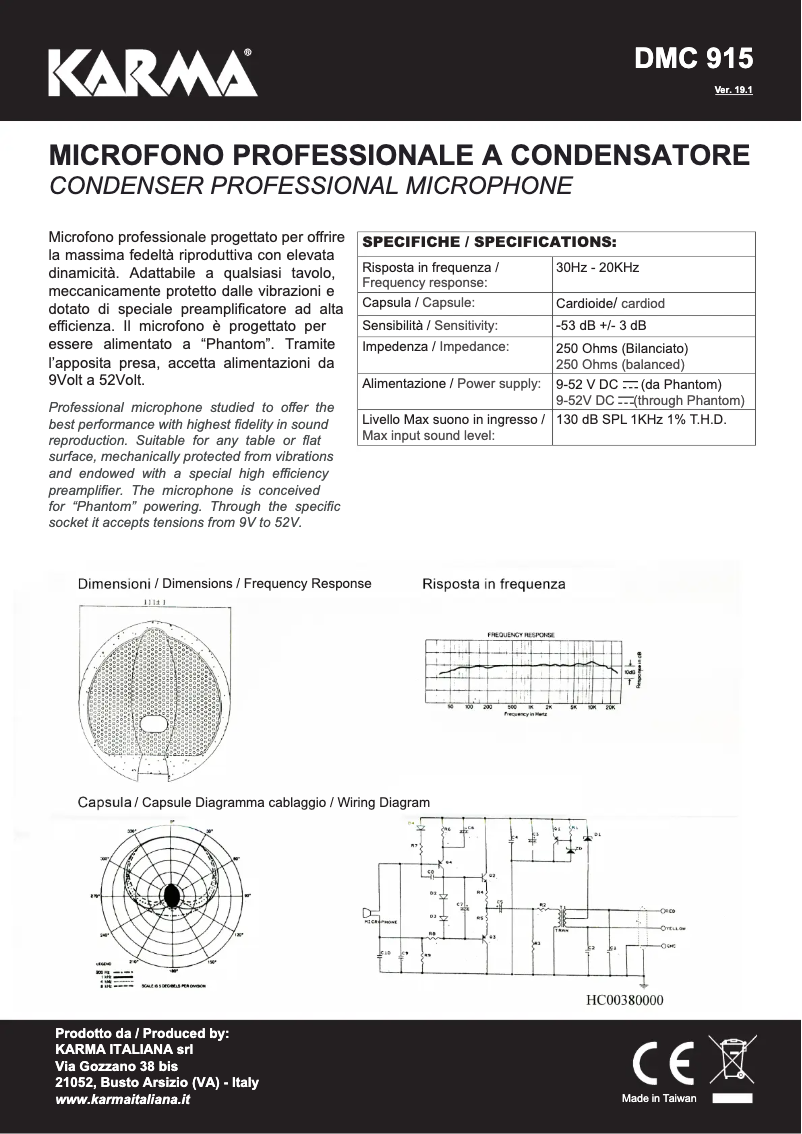 Page 1 de la notice Manuel utilisateur Karma DMC 915W
