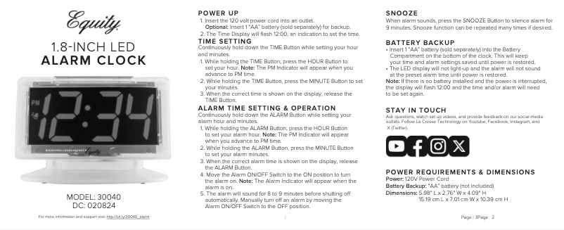 Image de la première page du manuel de l'appareil 30040