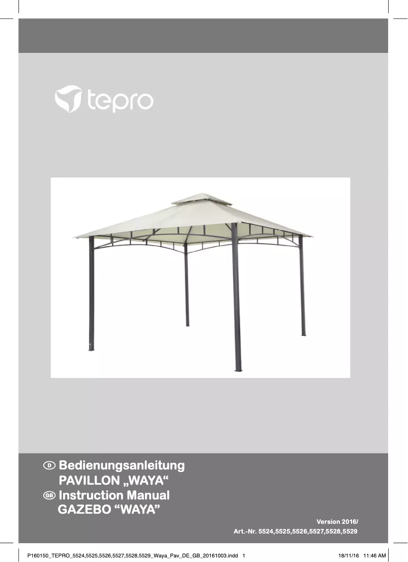 Page 1 de la notice Manuel utilisateur tepro Waya