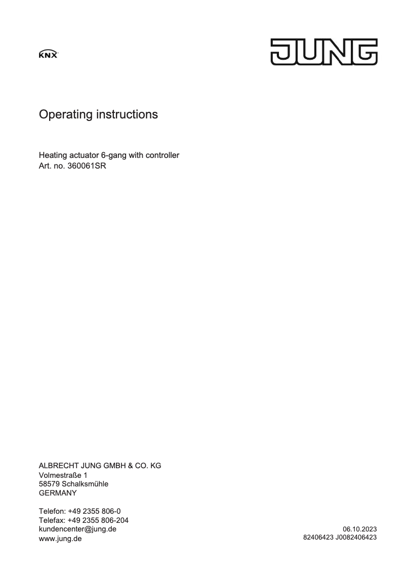 Page 1 de la notice Manuel utilisateur JUNG 2336 REG HZR HE