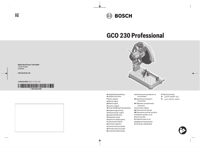 Image de la première page du manuel de l'appareil GCO 230 Professional