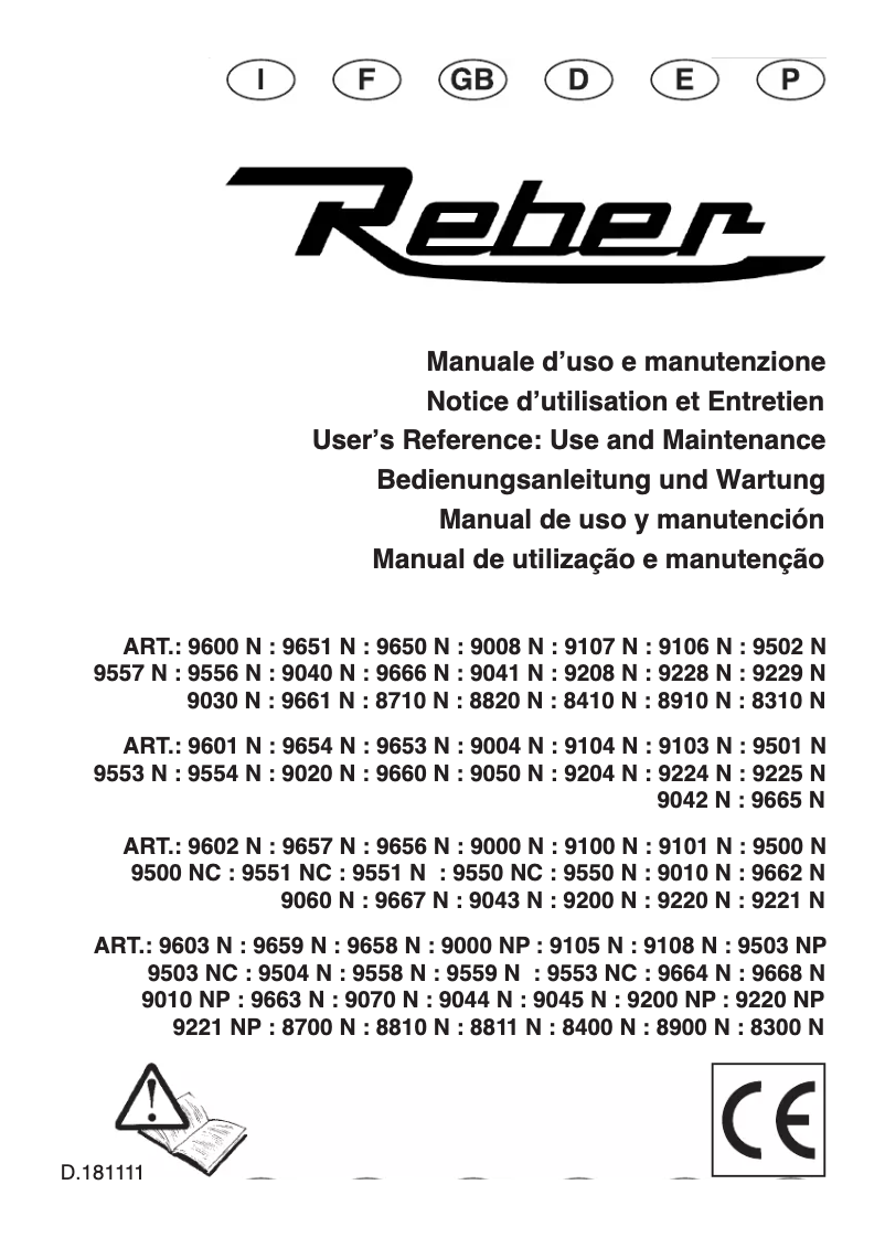 Page 1 de la notice Manuel utilisateur Reber 9000 N