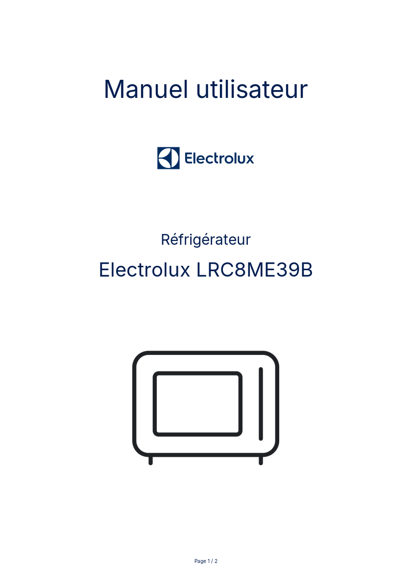 Image de la première page du manuel de l'appareil LRC8ME39B