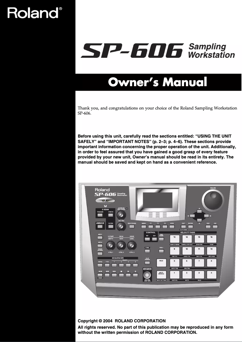Page 1 de la notice Manuel utilisateur Roland SP-606