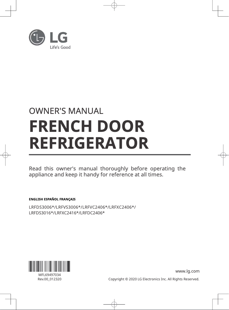 Image de la première page du manuel de l'appareil LRFXC2416D