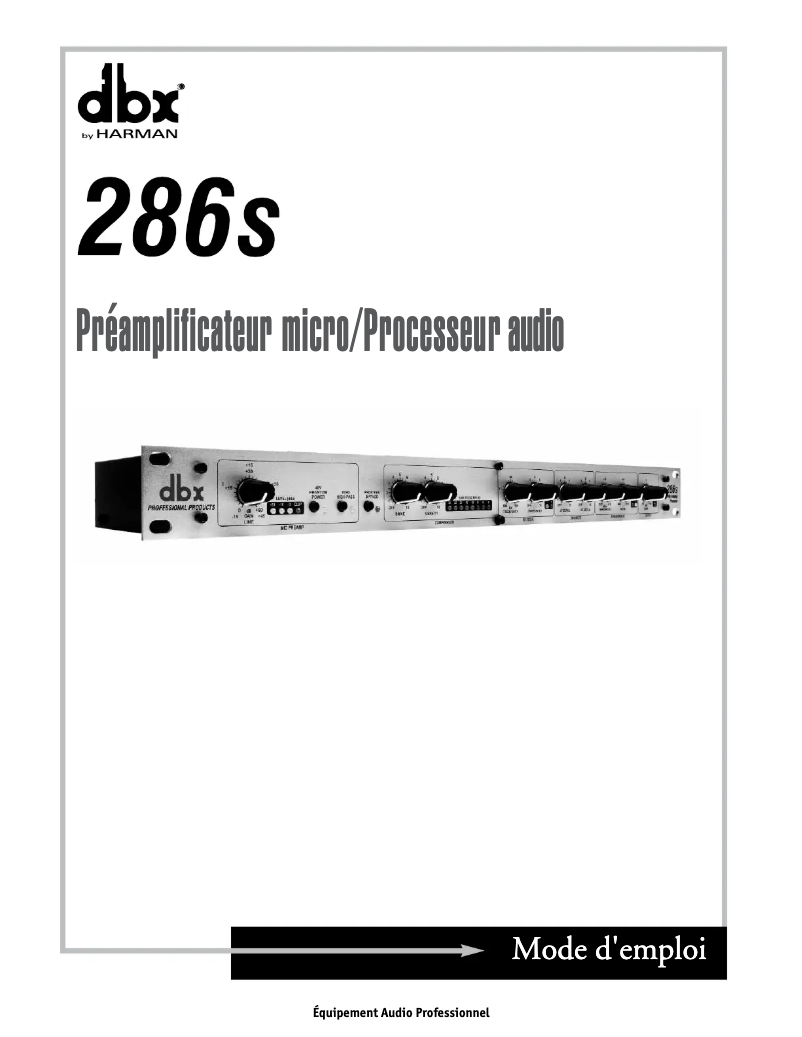 Page n°1 - Manuel utilisateur DBX 286s