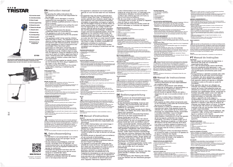 Page 1 de la notice Manuel utilisateur TriStar SZ-1926