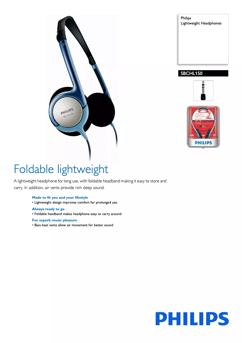 Page 1 de la notice Manuel utilisateur Philips SBCHL150