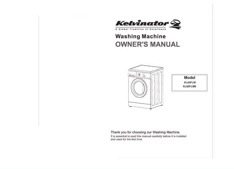 Page 1 de la notice Manuel utilisateur Kelvinator KL60FLME